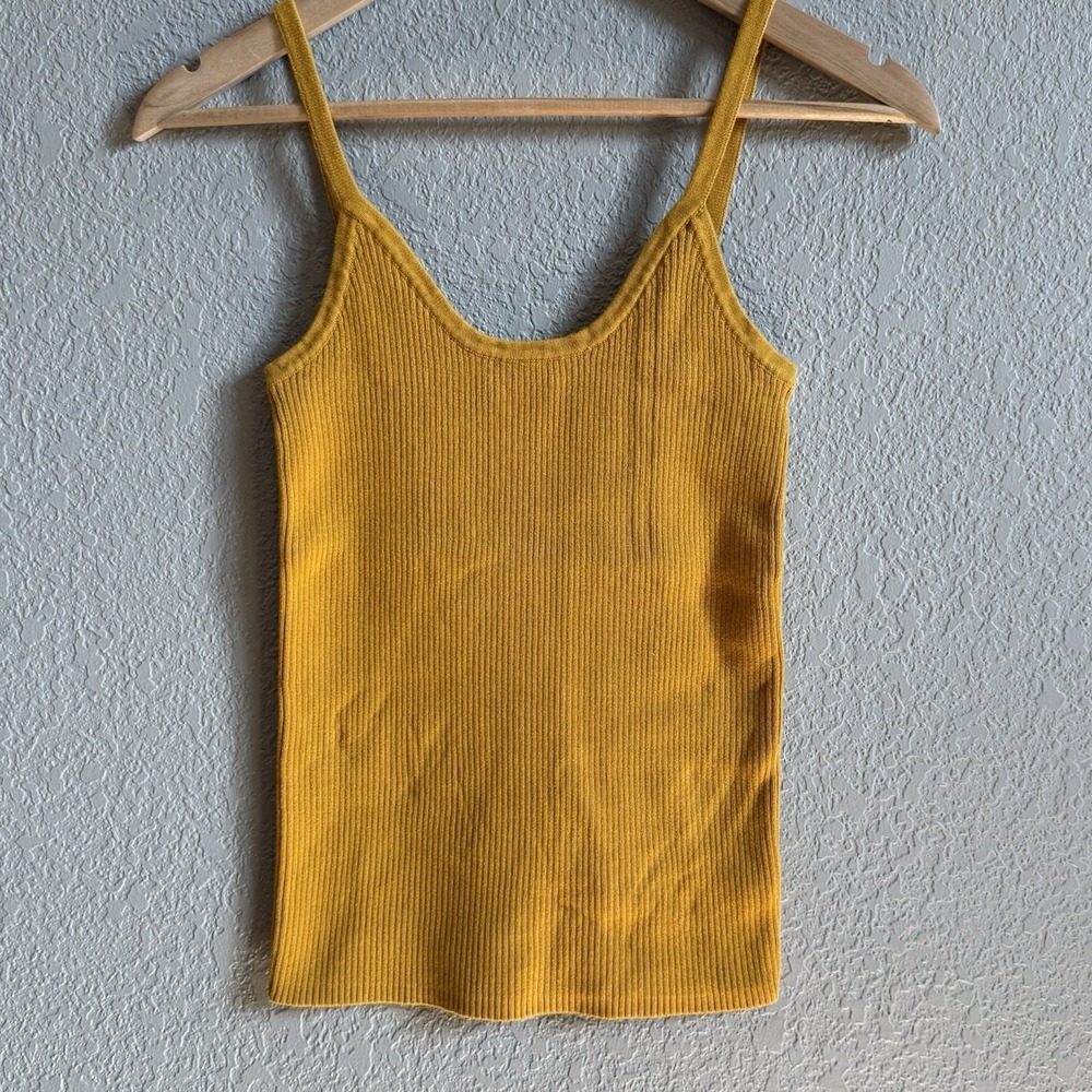 Victoria's Secret Moda International Rib Knit Tank Top Yellow 100% Cotton